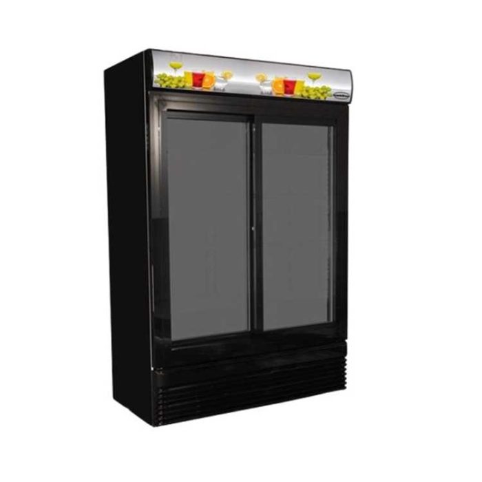 CombiSteel 7455.1398 Double Sliding Glass Door Fridge – Black