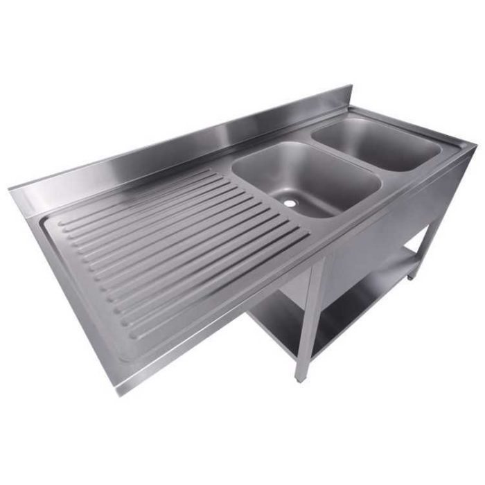 Combisteel Sink Unit With Shelf 2 Dishwasher Right (850H x 1600W x 700D) - 2