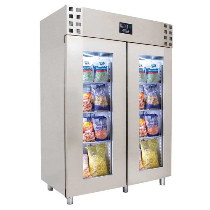 Combisteel SS Double Glass Door Mono Block Freezer (2050H x 1400W x 810D) - 1400 Ltr