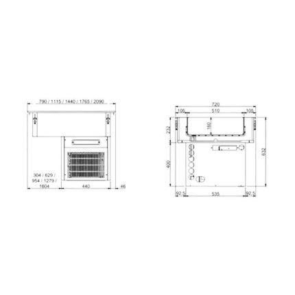 Combisteel Drop-In Refrigerated Container chart.