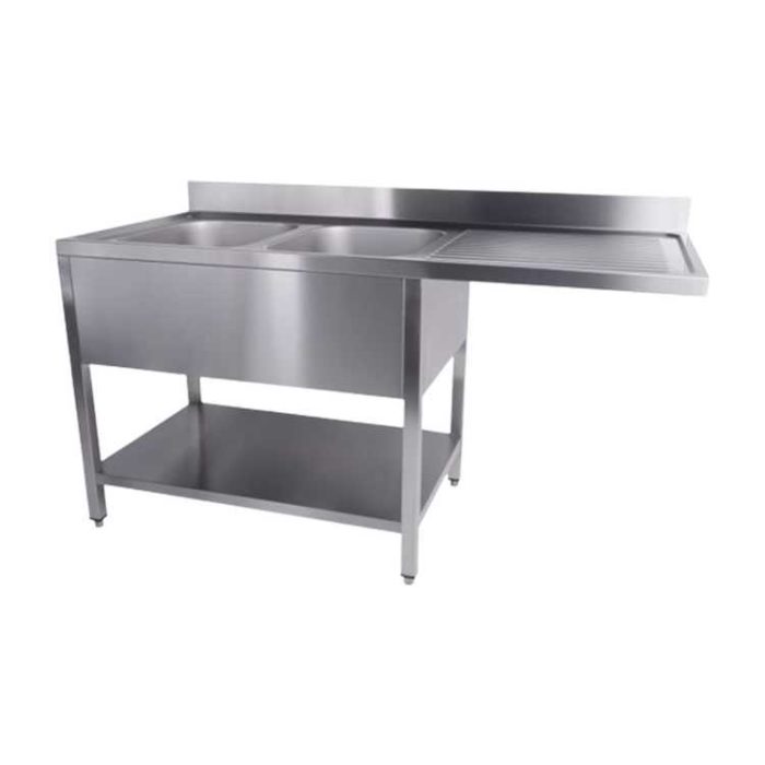 Combisteel Sink Unit With Shelf 2 Dishwasher Left (850H x 1600W x 700D)
