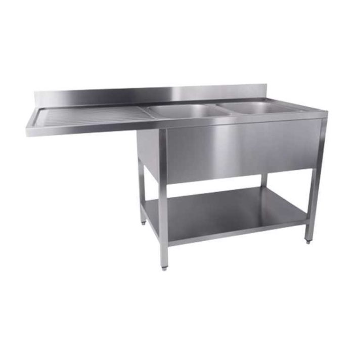 Combisteel Sink Unit With Shelf 2 Dishwasher Right (850H x 1600W x 700D)