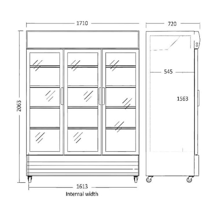 Koolmax SD1502BHE Triple Glass Door Fridge Diagram Chart
