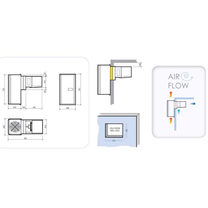 koolmax wall mounted mono block for freezer rooms small (3.7-5.2 m3) diagram