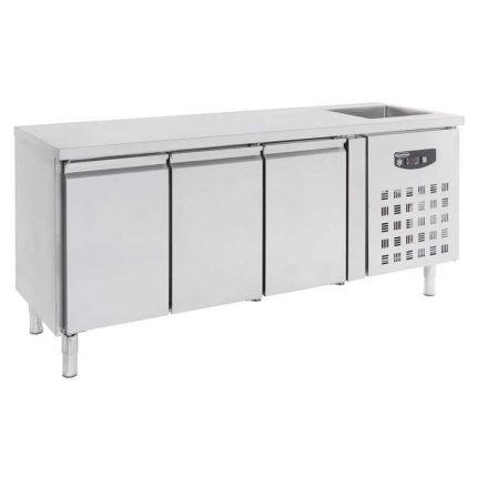 Combisteel 3 Door Food Prep Counter With Sink - (960H x 2020W x 700D)
