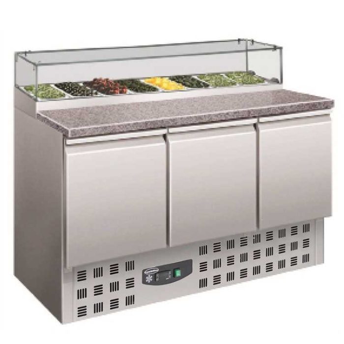Combisteel 3 Door Pizza Prep Counter (1180H x 1368W x 700D) - 444 Ltr