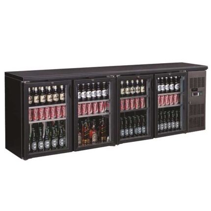Combisteel 4 Door Black Back Bar Cooler (850H x 1300W x 700D) - 698 Ltr