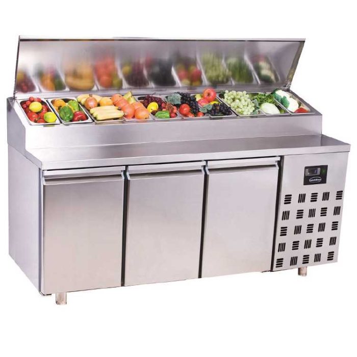 Combisteel Triple Door Saladette Container 10x (1090H x 1865W x 700D) - 1/3GN