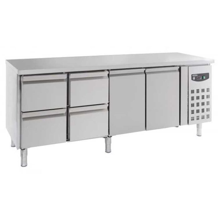 Combisteel 2 Doors Refrigerated Counter with 4 Drawers (850H x 2230W x 700D) - 553 Ltr