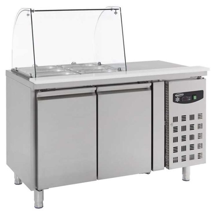 Combisteel 2 Door Saladette Container With Glass Cover (1365H x 1360W x 700D) - 314 Ltr