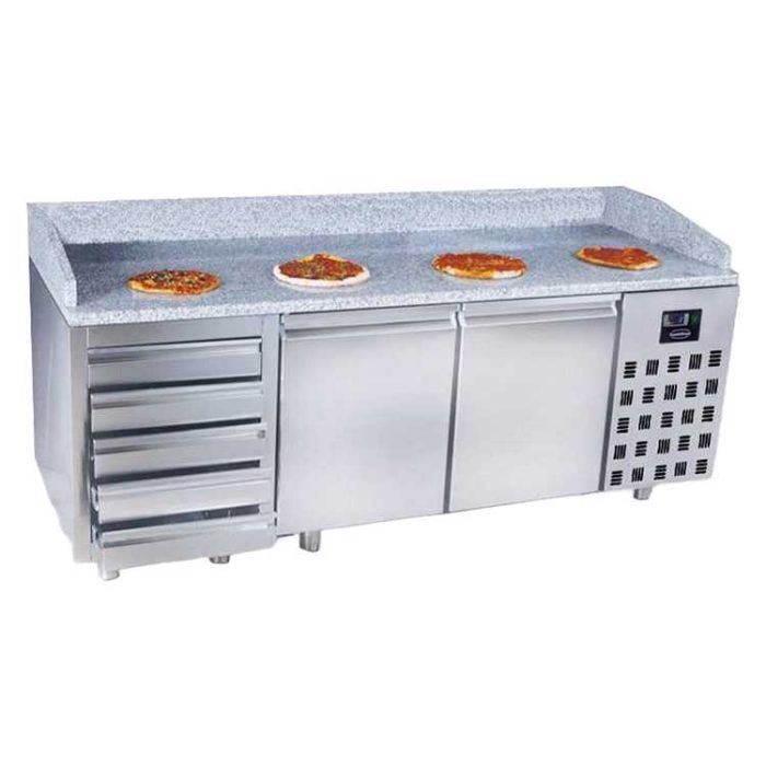 Combisteel Two Door Pizza Prep Counter with 5 Drawers (1080H x 2100W x 800D) – 615 Ltr
