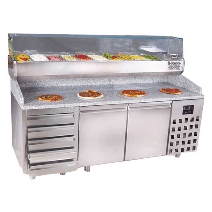 Combisteel Two Door Pizza Prep Counter with 5 Drawers