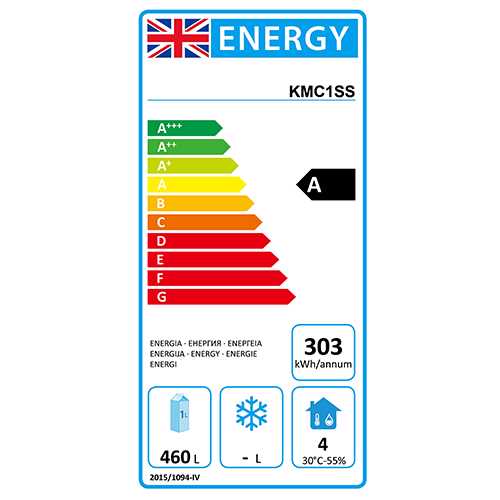 Koolmax KMC1SS- Stainless Steel Upright Single Door Chiller Energy Label