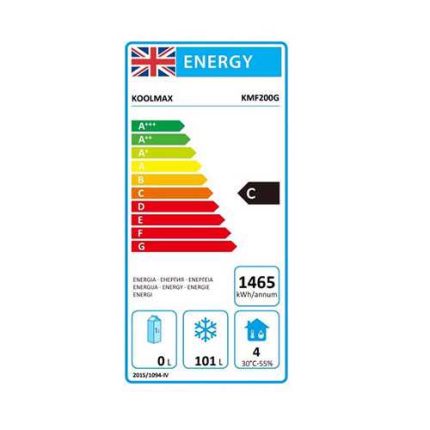 Koolmax KMF200GS Under Counter Single Glass Door Freezer Energy Label